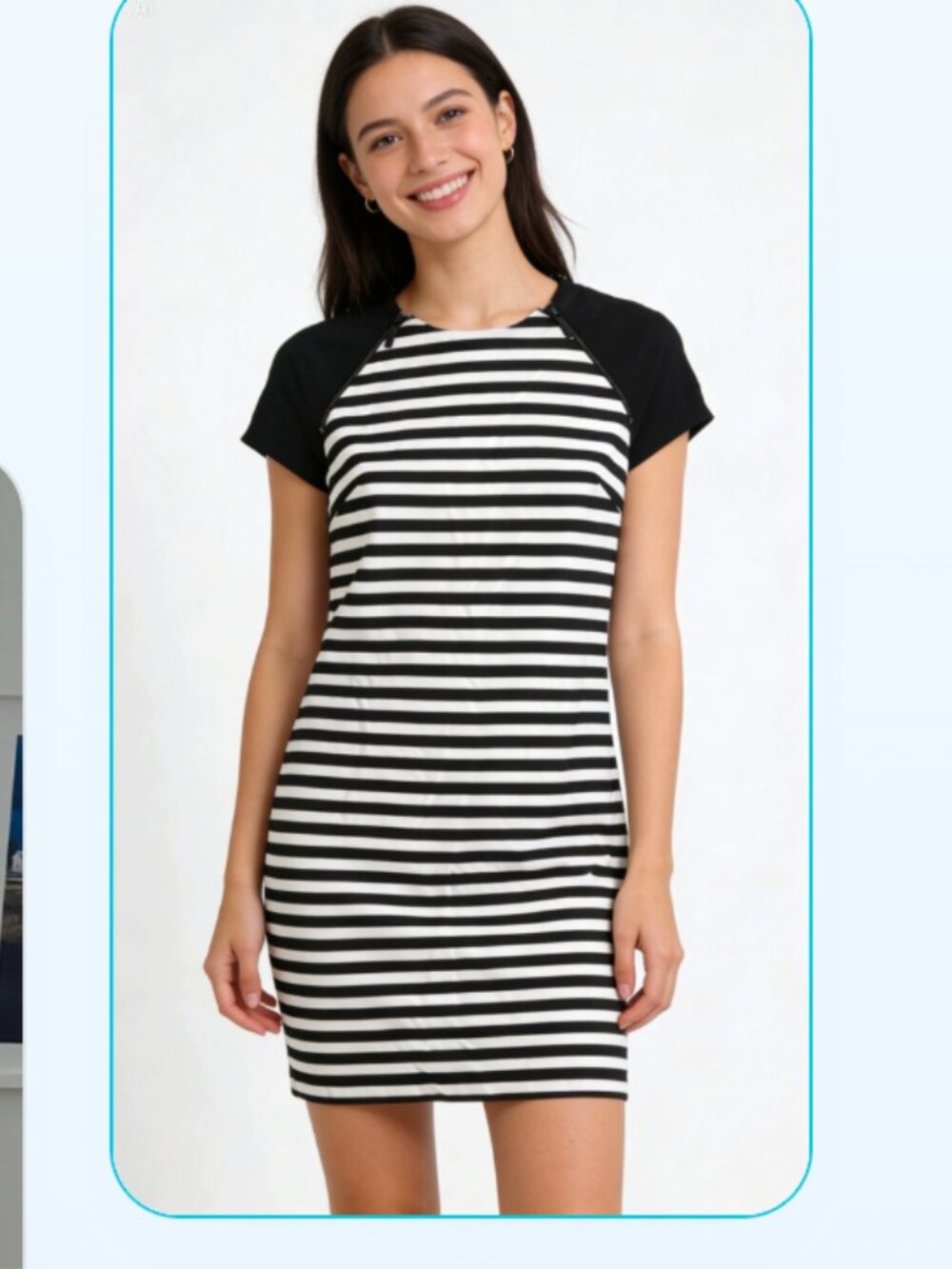 Michael Kors black and white striped dress Short sleeve 6